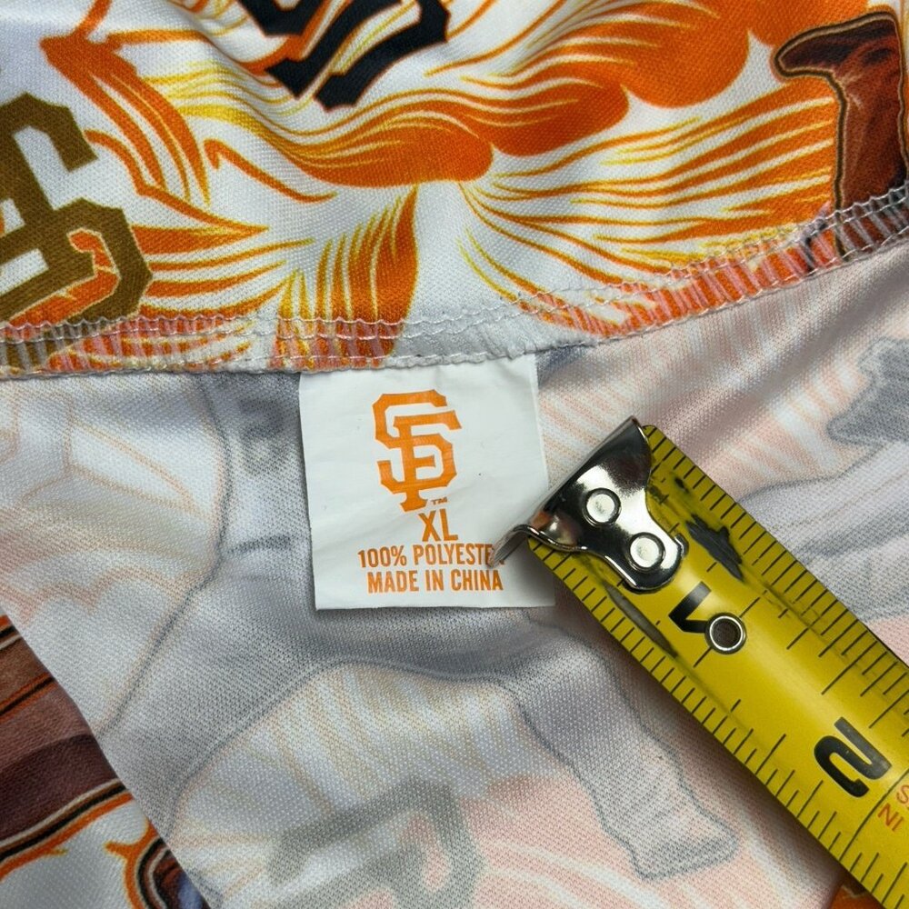 San Francisco Giants Hawaiian Shirt Mens XL 26x30.5 Orange Floral Short Sleeve - Picture 4 of 6